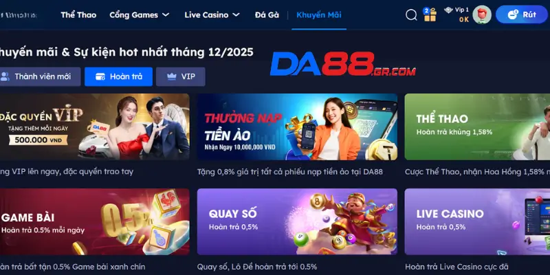 Điều khoản giao dịch nạp rút trên nhà cái DA88