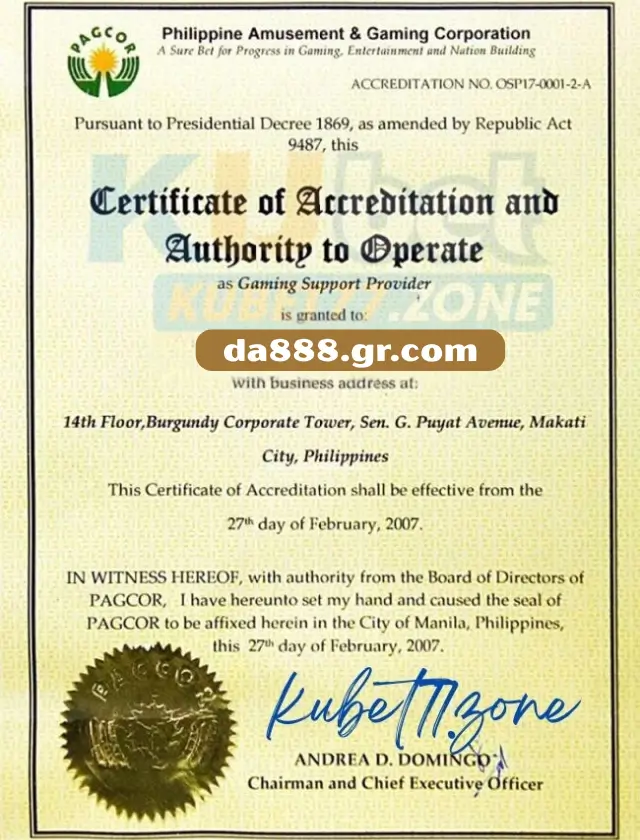 Giấy phép hoạt động DA88