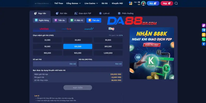 Lưu ý quan trọng để nạp tiền không bị treo