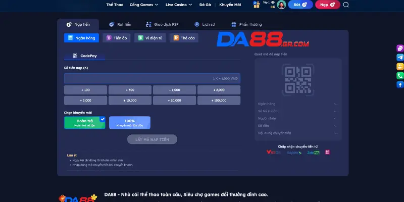 Nạp tiền DA88 là gì?